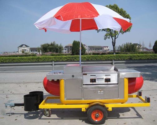 comprar Carrinho de alta qualidade de cachorro-quente com grelha e frigorífico de cachorro-quente Fabricação em linha