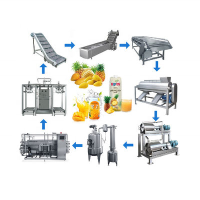 Máquina de fabricação de suco de polpa de frutas concentrado de bebidas Mango e linha de produção de suco de frutas de abacaxi