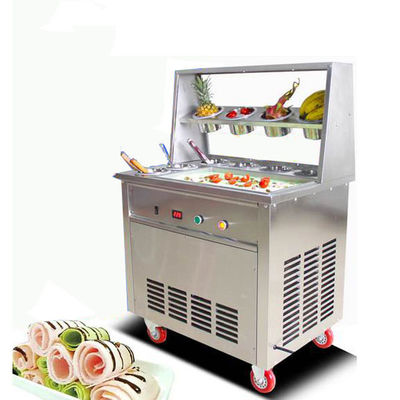 Máquina de sorvete de panela dupla frita com congelador / máquina de sorvete em rolos Thai Stir Fry