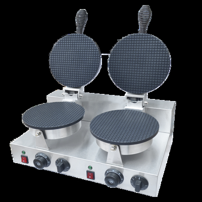 Máquina de Fazer Waffle para Sorvete Comercial, Cabeça Dupla, Máquina de Waffle para Lanches, Fazedor de Cone de Panqueca